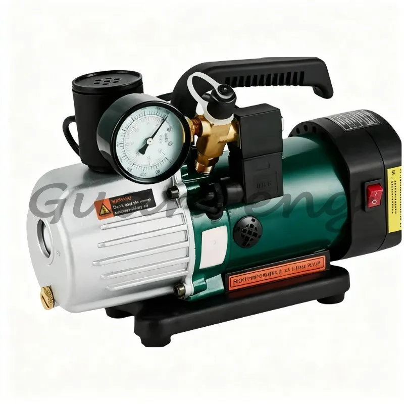 Intelligent rotary vane vacuum pump, portable 110V/220V low noise anti-backflow suction pump for AC refrigerators