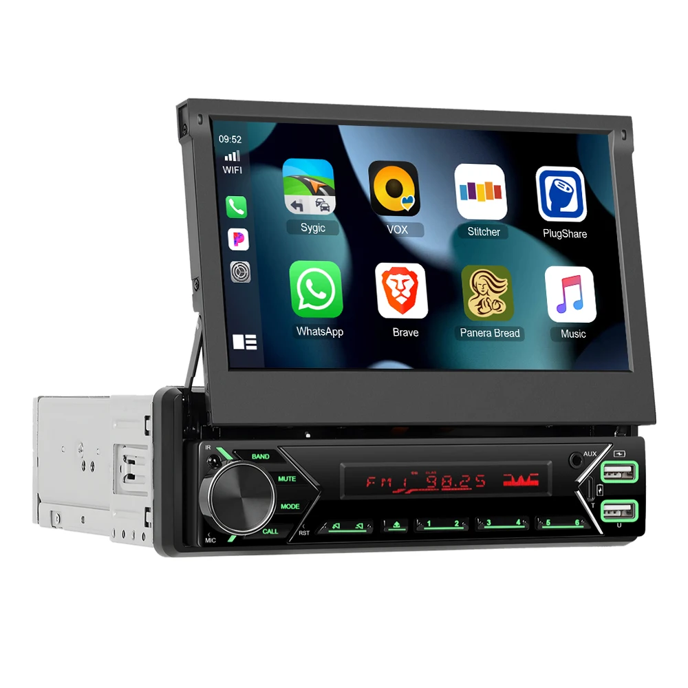 Podofo DAB+ 1Din MP5-speler Automatisch intrekbaar scherm autoradio Carplay Android Auto Type-C & USB-poort EQ-geluid FM auto-audio - afbeelding 2