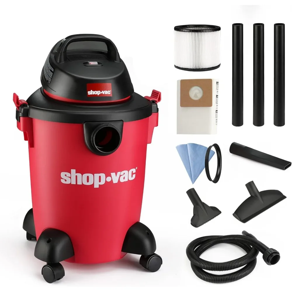 Vacuum Basah Kering 6 Galon, 3.0 HP Heavy-Duty Shop Vac dengan Filter dan Aksesoris untuk Rumah, Garasi, Mobil & Bengkel
