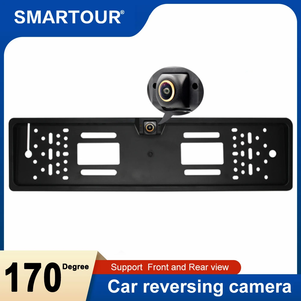 

SMARTOUR golden CCD Car Rear View Camera Parking Parktronic With European License Plate Holder Frame Universal Auto Accessories