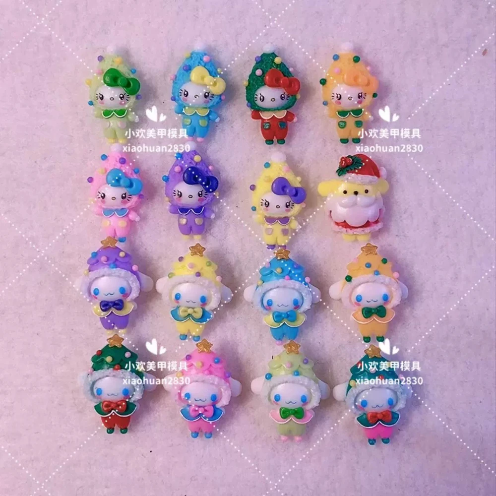 

3D Cute Sanrio Acrylic Nail Mold Doll Finished Product Cinnamoroll Hello Kitty Hat Diy Handwork Silica Gel Mold Party Sticker