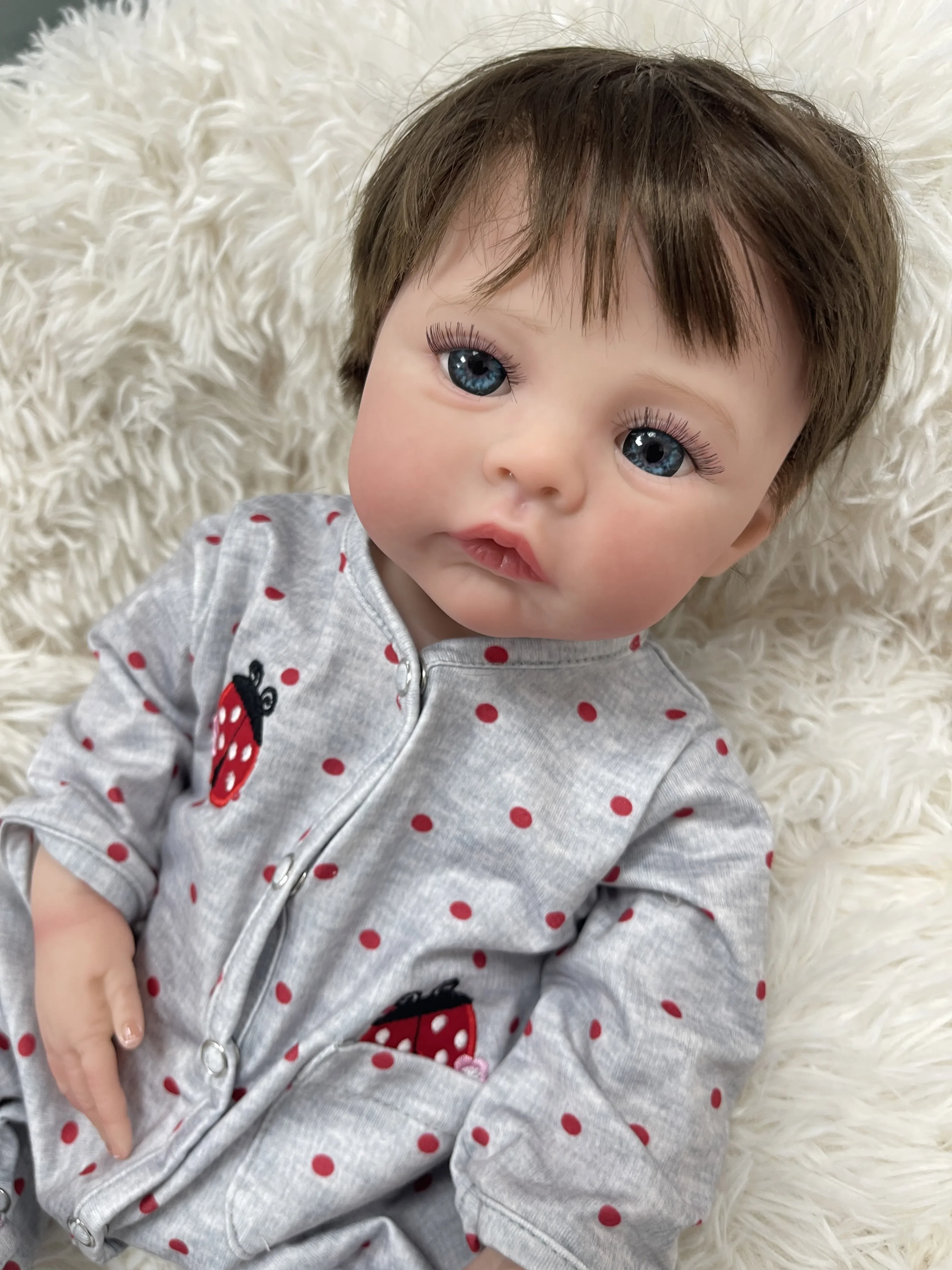 18inch Meadow Cloth Body/Full Vinyl Body Already Finished Paint Lifelike Reborn Doll with Visbile Veins Hand Rooted Hair