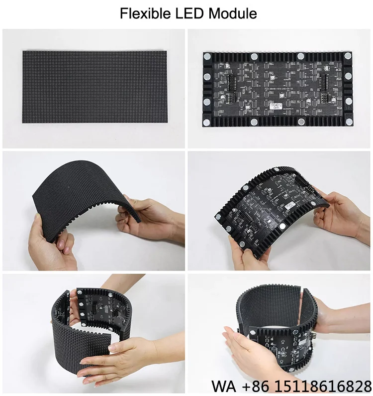 Factory Customized Irregular Shape P2 2mm Flexible Led Module Cylinder Led Display for Super Market