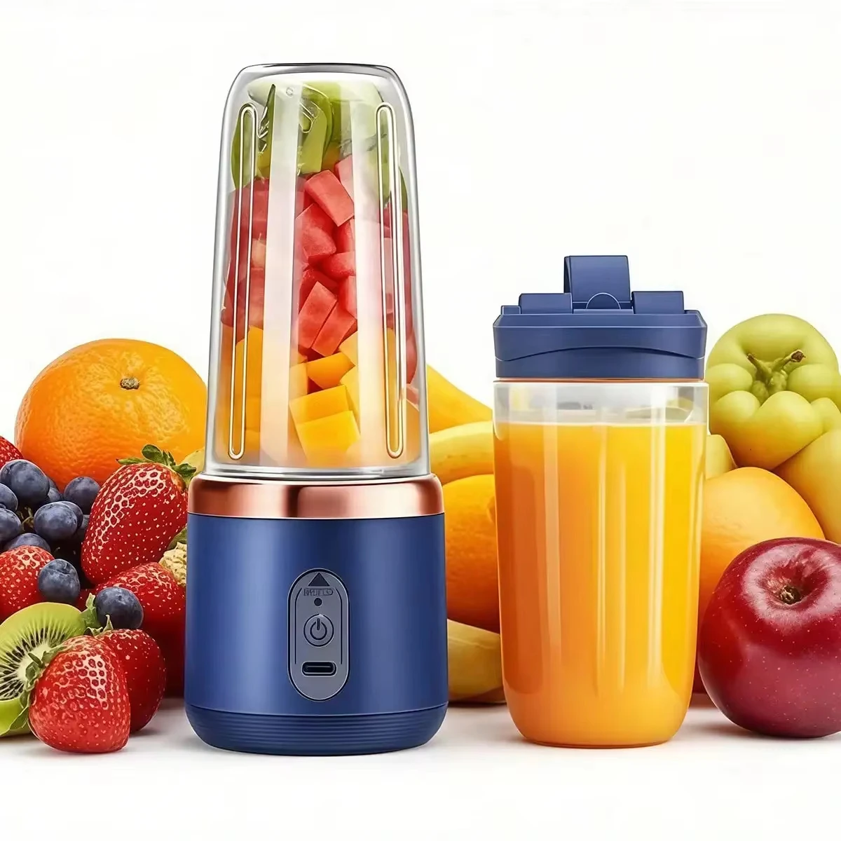 Vaso Mezclador Portátil Usb, Mini Licuadora de Viaje, Vaso Individual o Doble para Botellas de Agua