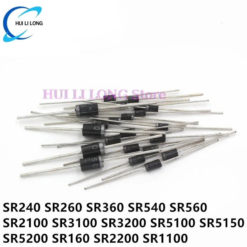 Diodo rectificador de 20 piezas SR240 SR260 SR360 SR540 SR560 SR2100 SR3100 SR3200 SR5100 SR5150 SR5200 SR160 DO-27 diodo Schottky