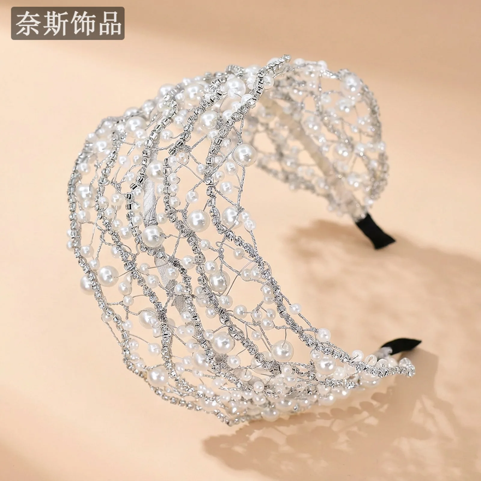 

ww27 Bridal wedding pearl headband retro fashion women's elegant headgear