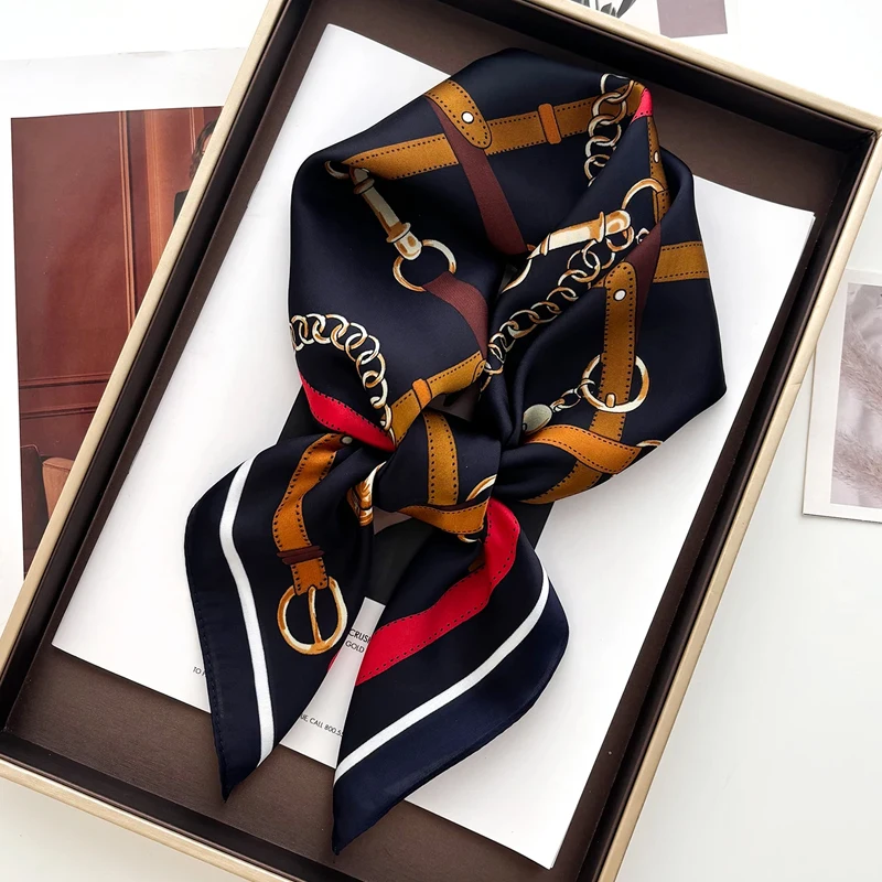 

Luxury 70*70cm Square Scarf for Women Soft Satin Neckerchief Female Hair Bands Elegant Ladies Bag Ribbon Headband Bandana Shawl