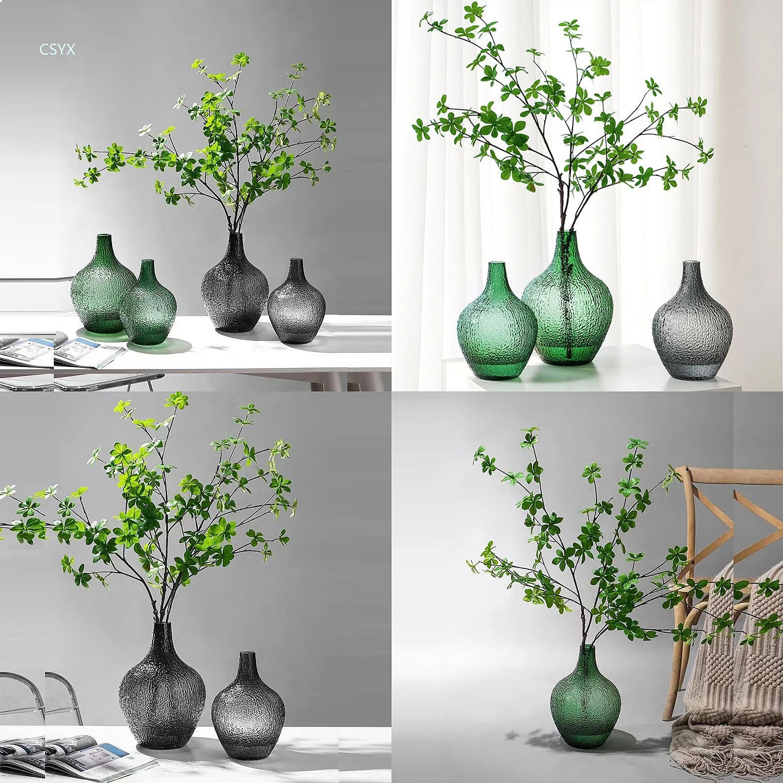 Japanese Big Belly Glass Vase for Hanging Bells, Transparent Floor Flower Vase for Living Room, Simple Hydroponic Decoration