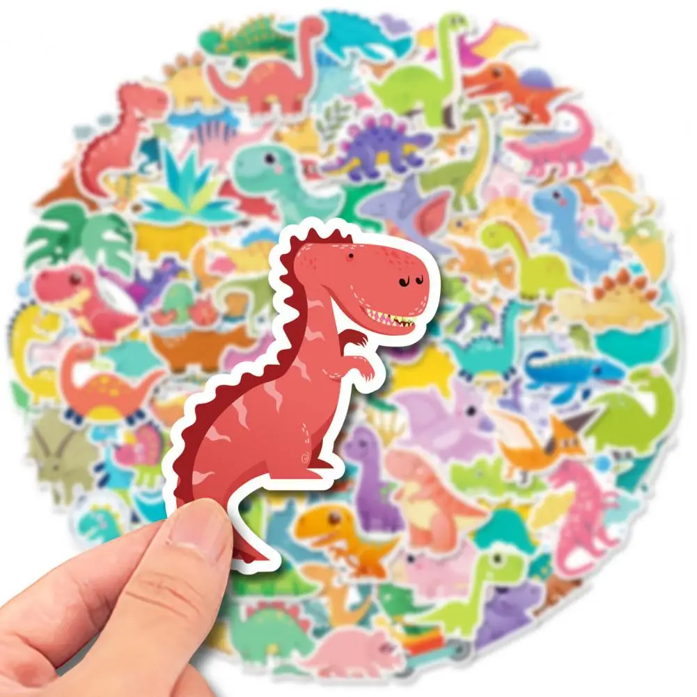 Cartoon Sticker 100pcs Waterproof Dinosaur Sticker Set for Skateboard Notebook Laptop Reusable Cartoon Stationery for Kids