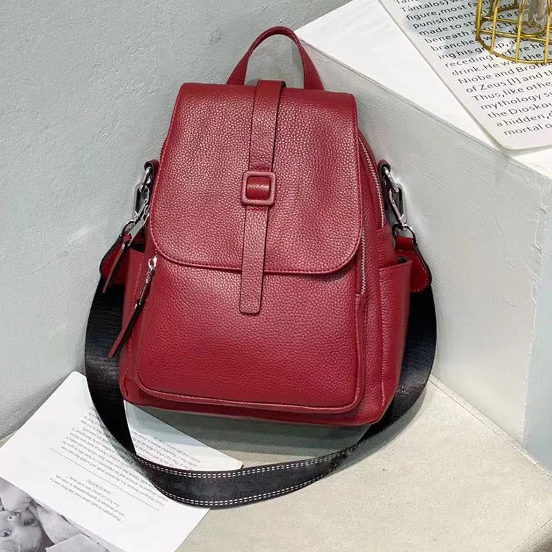ZENCY NEW Multifunctional 100% Genuine Leather Women's Backpacks Lady Top Layer Cowhide Large Capacity School Book Rucksack Bags