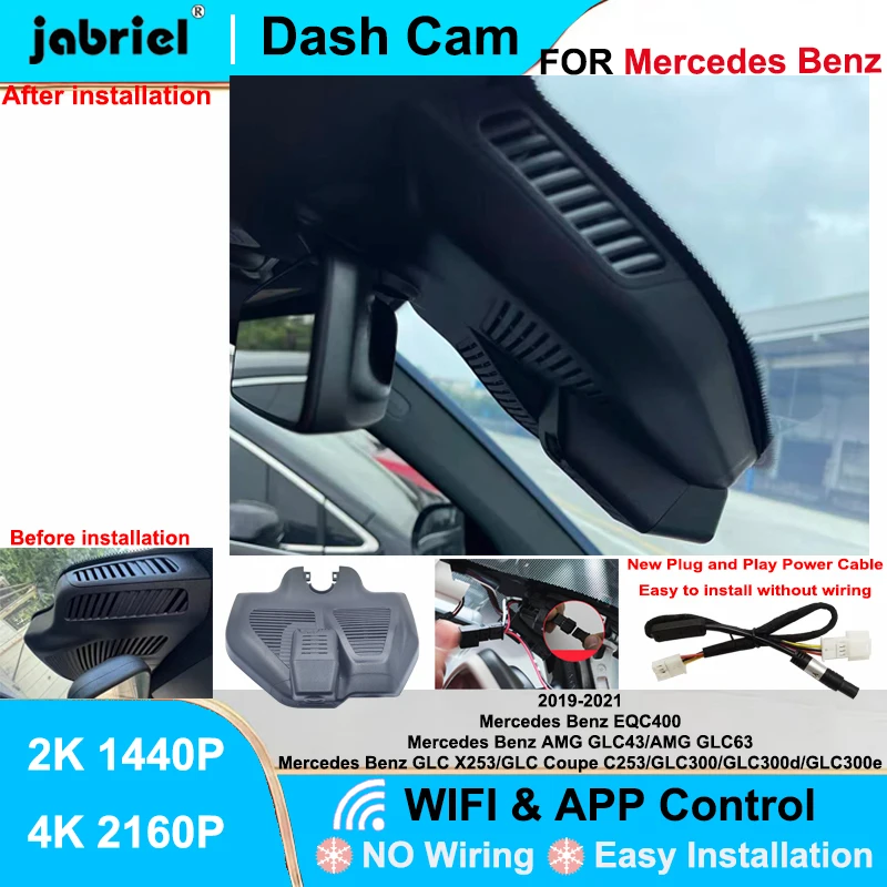 Jabriel for Mercedes Benz GLC300 GLC300d GLC300e GLC x253 c253 AMG GLC43 GLC63 EQC400 2019 2020 2021 Dash Cam 2K 4K Wifi Car DVR
