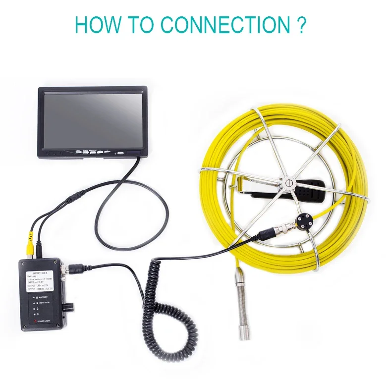 Tubo de fibra de Material WP90, 30m, tubo de drenaje de 9 pulgadas, cámara de inspección de tuberías, sistema de inspección de endoscopio de serpiente, lente de 6,5/17/23mm