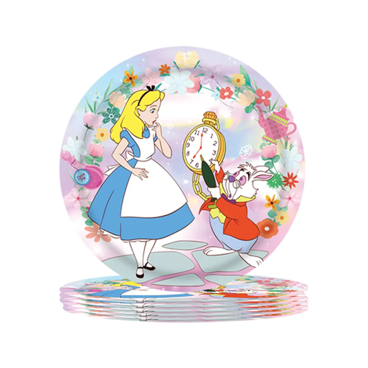 Alice In Wonderland Party Decorations Banner Mad Hatter Rabbit Cheshire Cat Cup Plate Balloon for Kid Girls Baby Shower Supplies