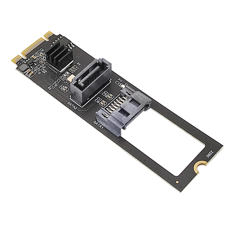 Tarjeta elevadora NVME a controlador SATA Dual M.2 NVME a SATA3.0 6G convertidor de unidad de disco duro M.2 Key-M PCIE NVME a SATA JMB582 Chip