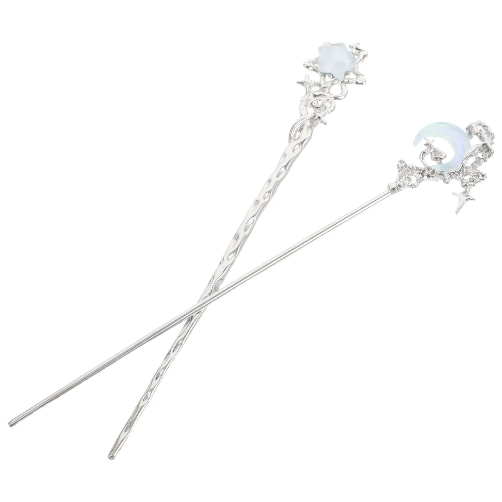 

2pcs Stone Hairpin Modern Minimalist Natural Moon Accessories Hair Sticks French Silver Wedding Party