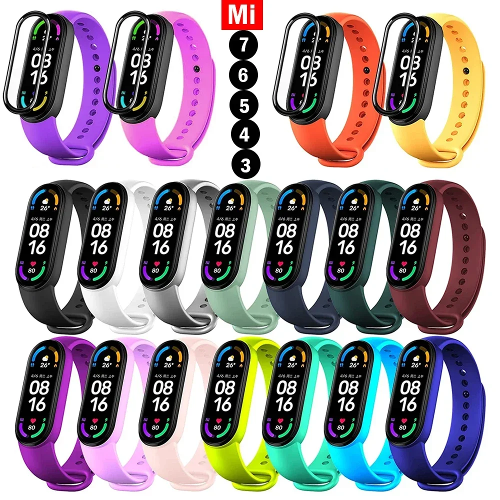 Watch band for Xiaomi Mi Band 7 6 NFC bracelet silicone Sport watch wristband Miband Belt pulsera correa mi band 6 7 3 4 5 strap