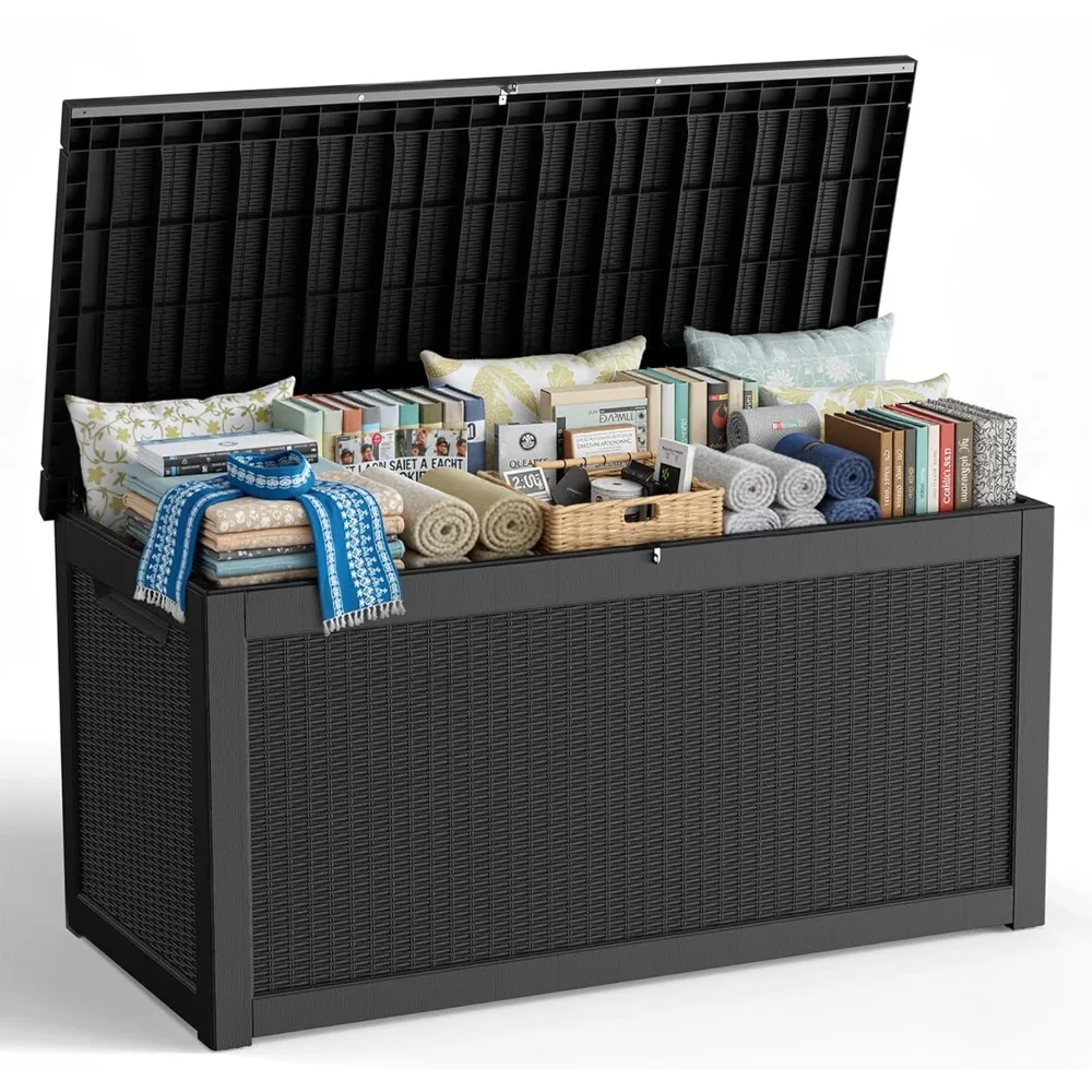 

320 Gallon Outdoor Storage Box, Large Waterproof UV Resistant Deck Box, Lockable Storage Container for Patio Furniture Cushions