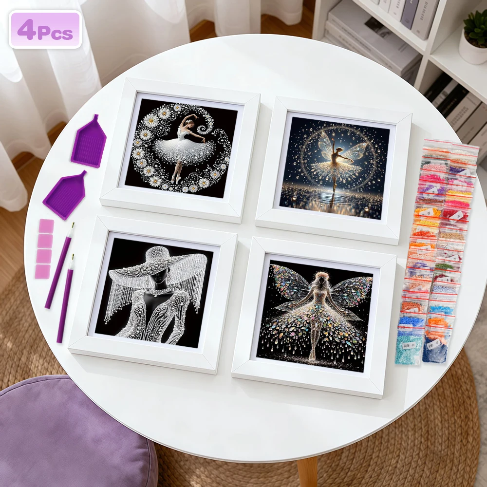 

EverShine 4 шт. DIY алмазная живопись балетная мозаика для девочек 5D полная круглая дрель вышивка портрет креативное украшение для дома для отдыха