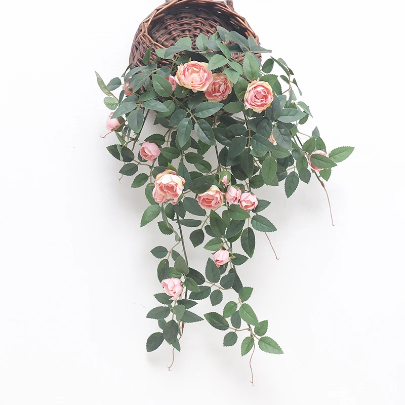 Artificial Rose Plant Vine Green Rattan DIY Background Flower Wall Material Garden Home Decor Christmas Tree Prop Window Display