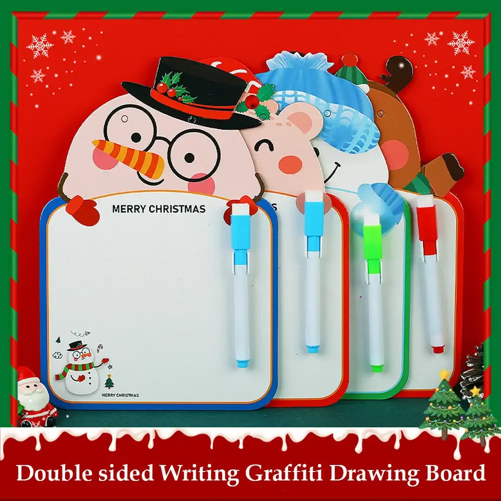 Chirstmas Kids Double-sided Whiteboard Cartoon Animal Two-sided Reusable Whiteboard Children's Drawing Graffiti Cardboard