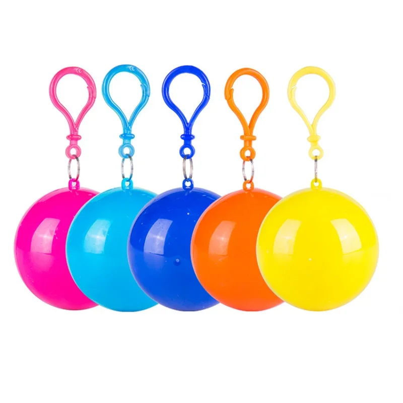 Portable Kids Raincoat One-off Waterproof Coat Outdoor Travel Plastic Ball Rain Jacket Girl Boy Raincoat Storage Ball Pendant