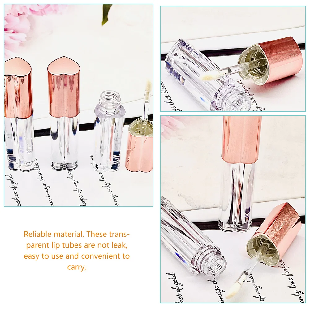 

4pcs Transparent Gloss Tubes Empty Refillable Containers With Wand For Diy Balm Travel Small Clear Lip Gloss Bottle