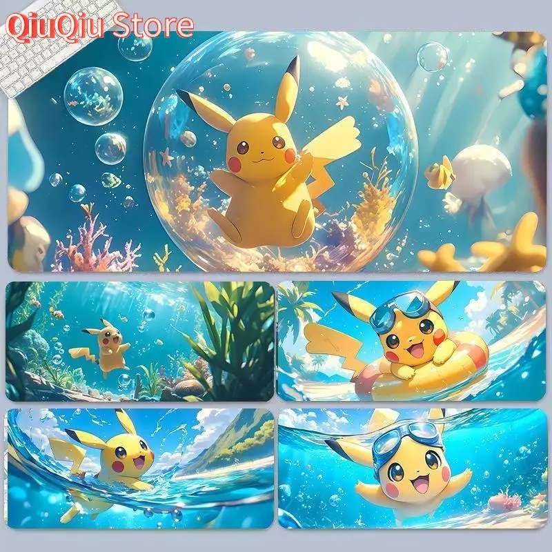 Adorable Pikachu Mouse Pad - 3mm Non-Slip Rubber Base - Large Deskmat