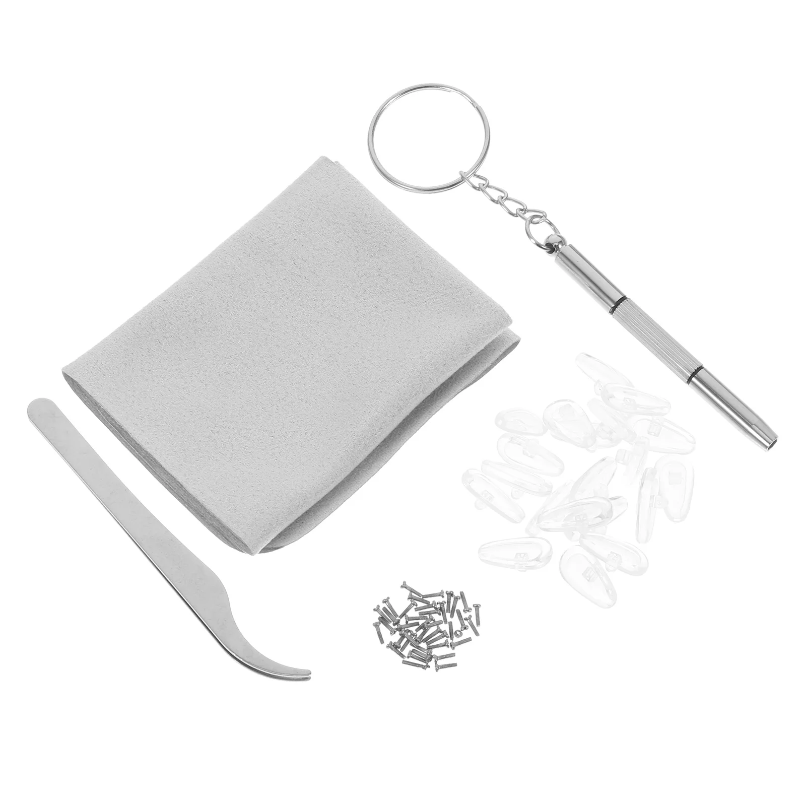 

1 set Eyeglass Repair Kit Silicone Nose Pads Screwdriver Tweezers Cleaning Cloth For Glasses Sunglasses Maintenance Tools