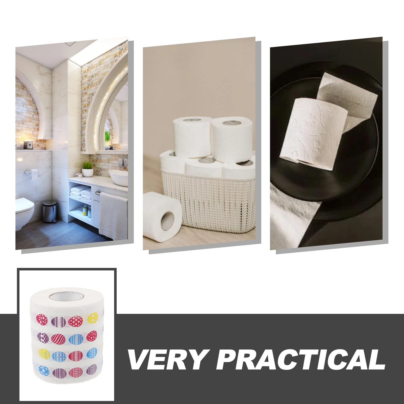 

2 Rolls Easter Egg Printed Toilet Paper Soft Travel Size Bathroom Supplies Tissue Decorative Napkins Cleanliness