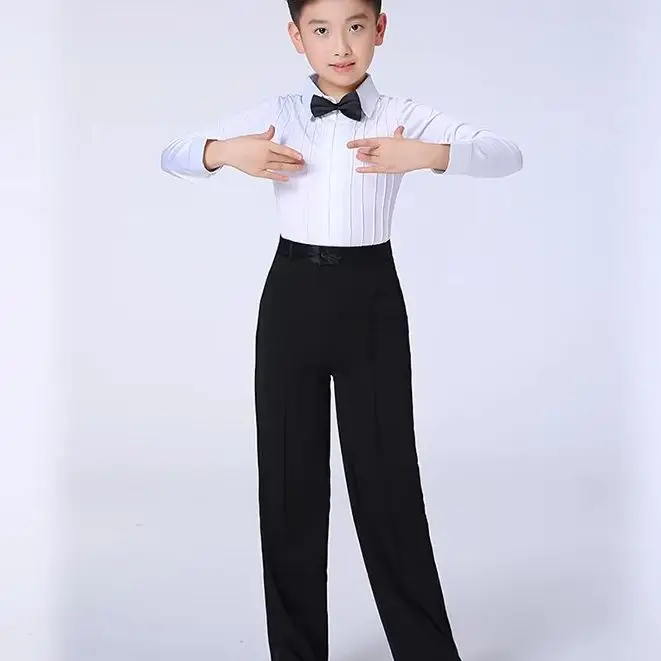 

Boys' Latin dance costume, children's dance performance outfit, children's standard white suit, boy's training suit