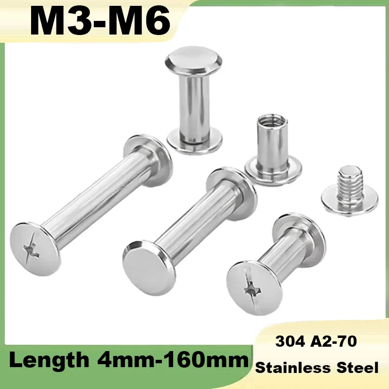 Nail Rivet Bolt M3 M4 M5 M6 304 Stainless Steel Leather Bag Belt Photo Scrapbook Album Book Post Binding Screw Chicago Screw