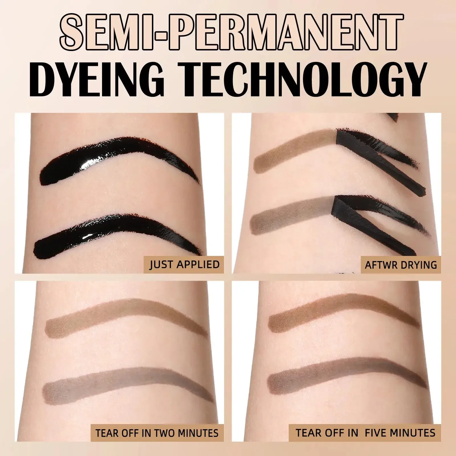 Creme de tatuagem de sobrancelha à prova de manchas à prova d'água de longa duração cor de sobrancelha descascar fórmula aparência natural