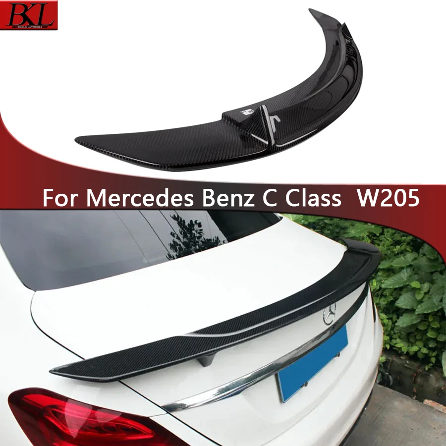 For Mercedes Benz C Class W205 C63 C43 C200 C260 Carbon Fiber Tail fins Rear Trunk Spoiler Guide Wing Rear Wing Diverte Body Kit