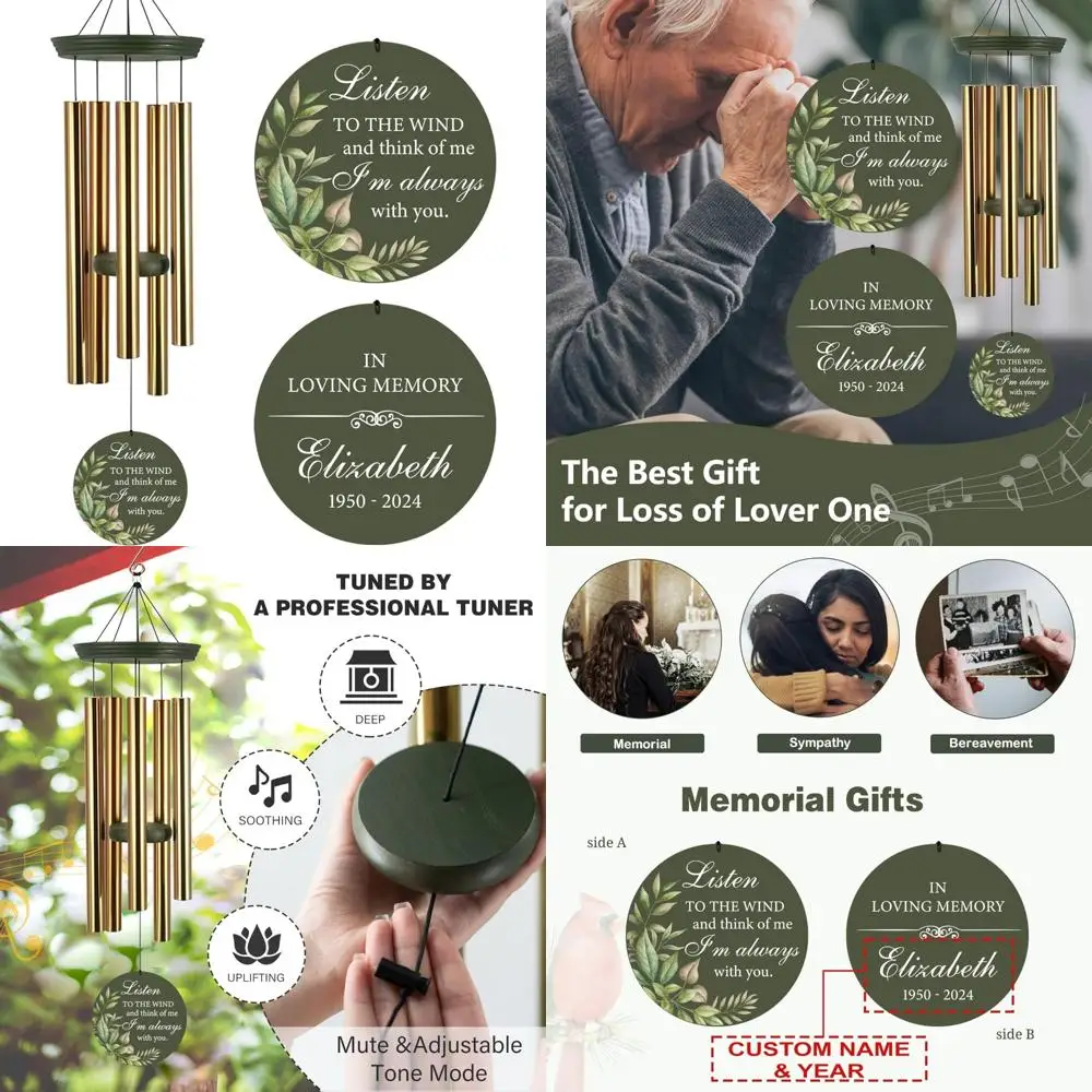 

36-inch custom memorial wind chimes - deep tone tribute for cherished loved ones