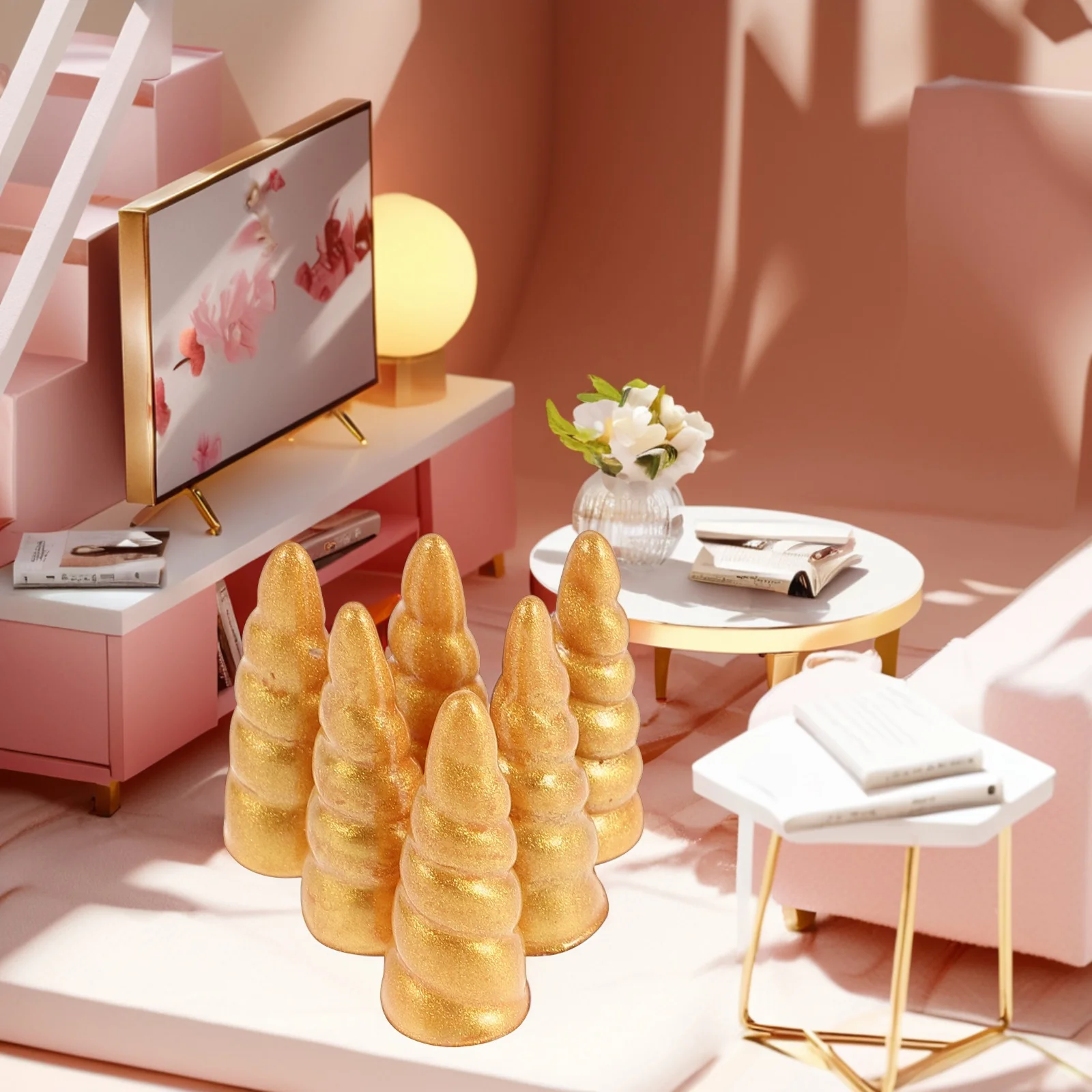 

10Pcs Golden Resin Unicorn Horns for DIY Hairband Clips Craft Decorations Unique Adornments Festival Ornamentation Collection