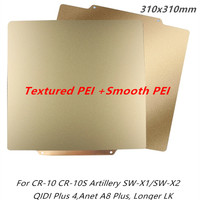 Textured PEI+Smooth PEI Sheet 310x310mm Spring Steel Magnetic Build Plate for QIDI Plus 4,CR10S,SW X1/X2,Anet A8 Plus 3D Printer