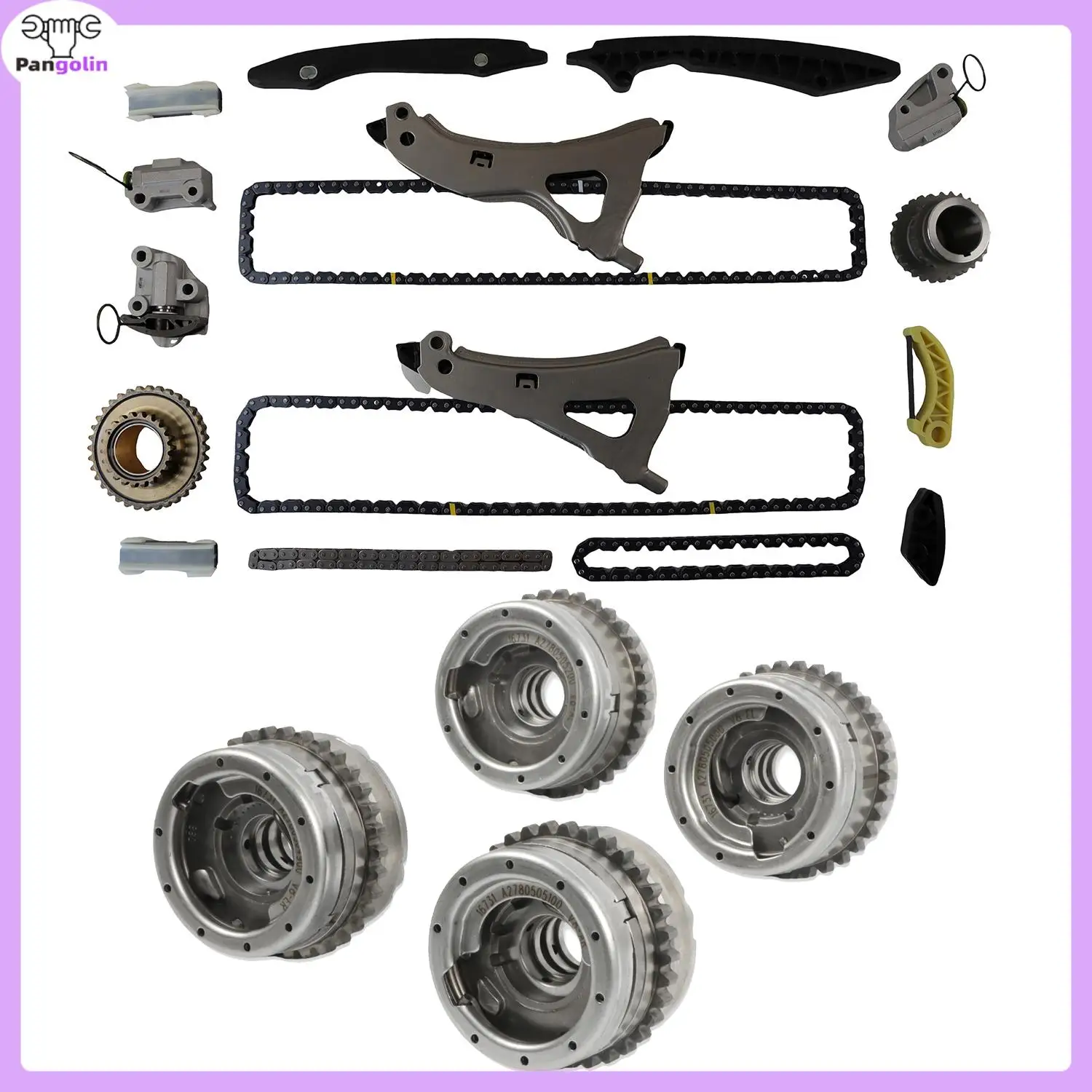 1set M278 Timing Chain Kit & Camshaft Adjusters Kit for Mercedes-Benz W166 W212 CLS500 GLE500 S500 GL450 ML550 4.7L Engine Parts