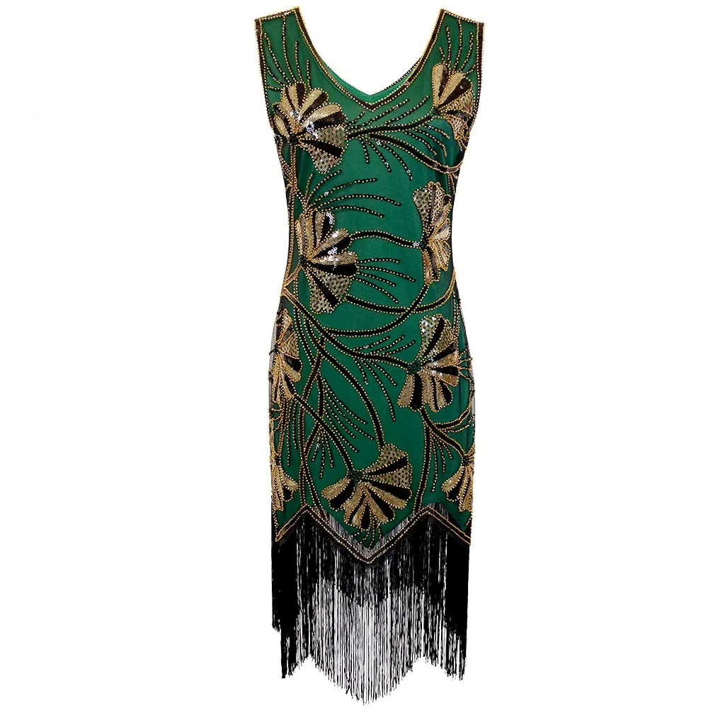 1920s Vintage Sequin Flapper Dress - Fringed Latin Dance Gown for Ballroom Parties, Stage Performances & Formal Gatherings