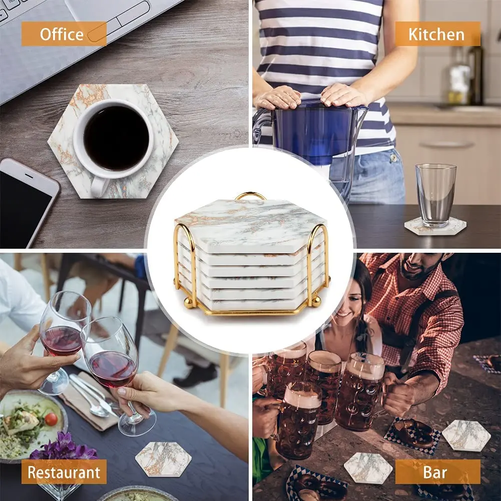 Подставки под напитки, абсорбирующие подставки под напиток для деревянного стола с металлическим держателем, деревенский домашний декор для гостиной, бара