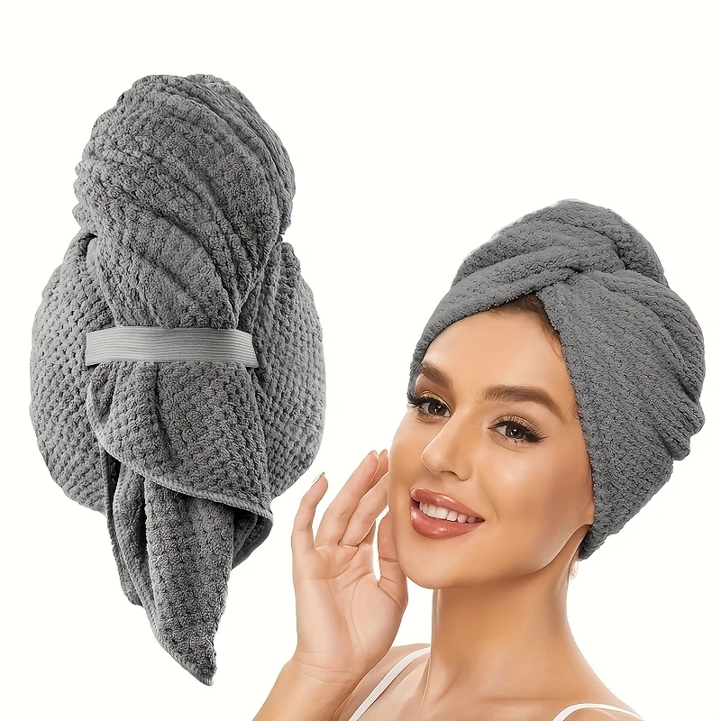 Women's quick-drying hair towel - Super absorbent curly hair headband household bathroom towel high suction hair protection cap