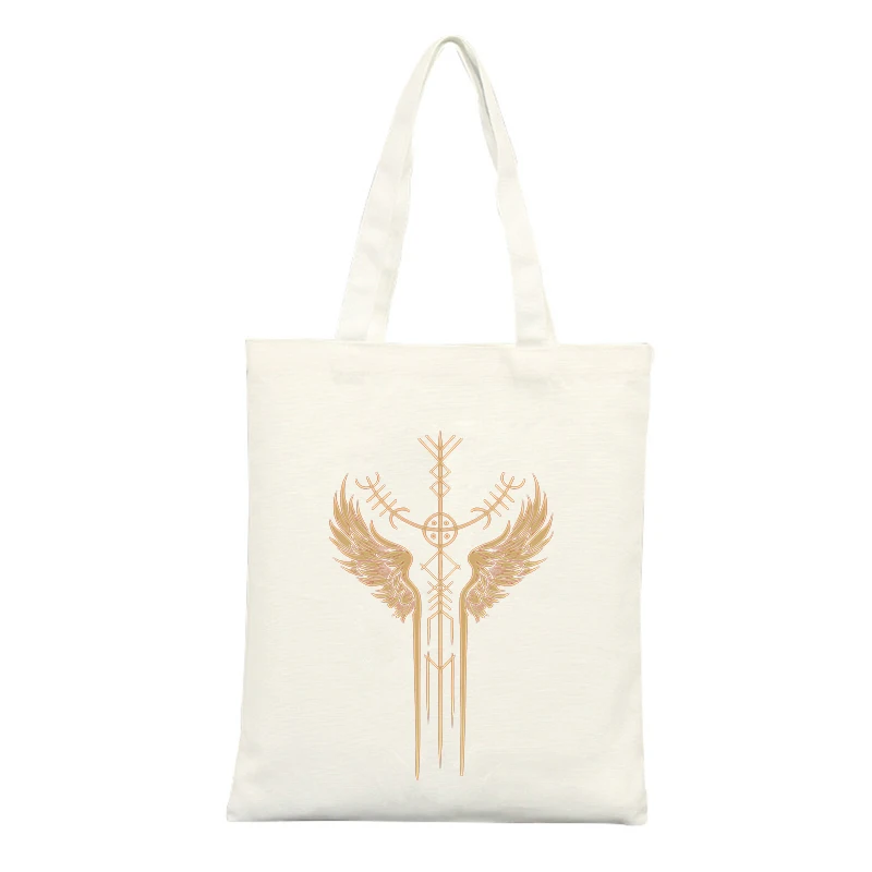 Canvas Tote Bag with Winged Geometric Design, Ideal for Casual Daily Use and Summer Outings