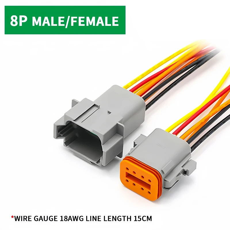 8 Pin DT04-8P DT06-8S Waterproof Connector with 15cm Cable - Heavy Duty Electrical Plug Socket for Car, Truck, Motorcycle & Boat T&I Online Store
