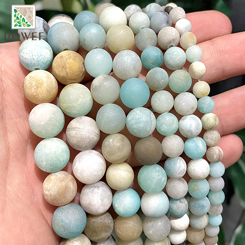 Natural Frost Matte Mixed Color Amazonite Stone Round Beads for Jewelry Making Diy Bracelet Necklace 15