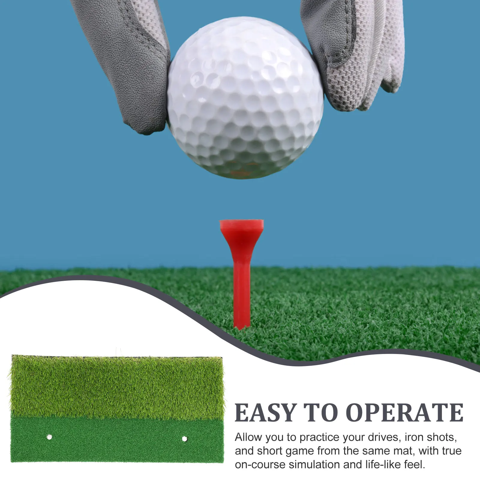 

Portable Golf Practice Mat Hitting Mat Driving Pad Indoor Outdoor Training Aid Green 2 Colors Short Fairway Long Rough Grass