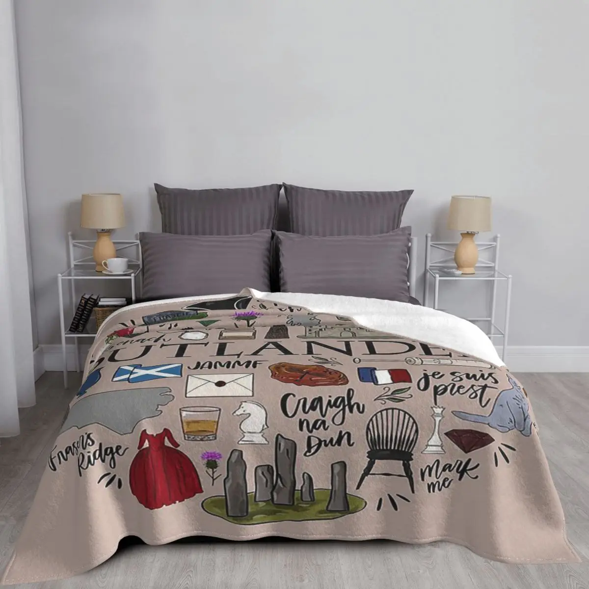 Outlander Anime Blanket Flannel Spring/Autumn Collage for Kids Adult Gift Lightweight Thin Throw Blankets for Bed Outdoor Quilt