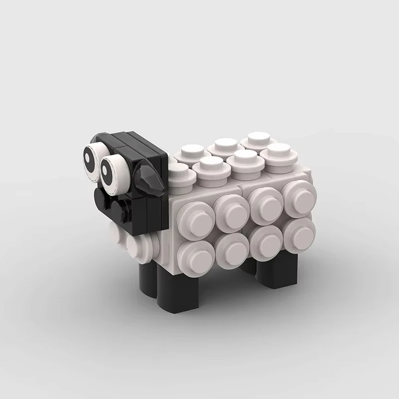 MOC building blocks are cute and creative small animal sheep building block toys, children's DIY puzzle toy gifts
