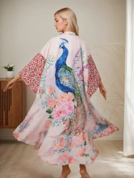 Japanese Yukata Kimono Women's Cardigan,Traditional Asian clothing, Beach Cover, Sun Protection Clothing, Printed Cape