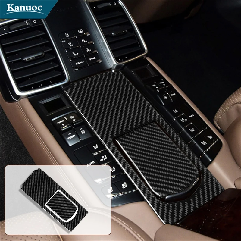 

For Porsche Panamera 2010-2016 Carbon Fiber Stickers Car Interior Decorative Accessories Rear Multimedia Panel Cover