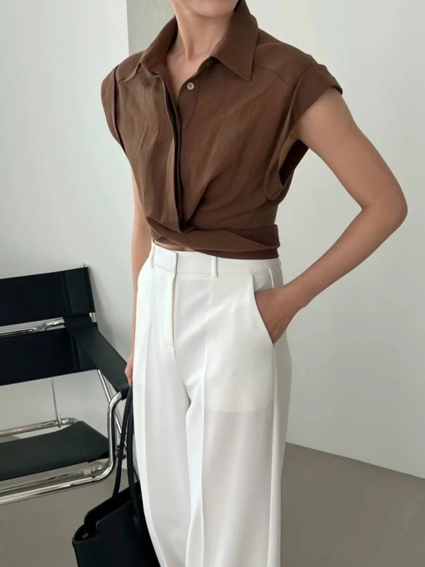 

Шикарный летний женский жилет с воротником irt, с завязкой на одной пуговице, дизайн на талии, универсальный, модный, чистый цвет