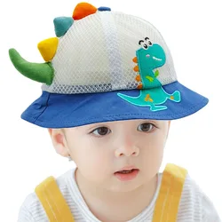 New Cartoon Dinosaur Mesh Breathable Summer Baby Hat for Girls Boys Panama Toddler Beach Sun Cap Outdoor Children Fisherman Hat